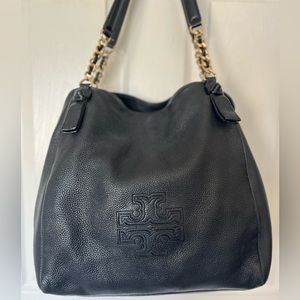 Tory Burch Harper Tote in black and gold hardware